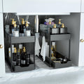 under Sink Storage 2 Pack, 2 Tier Sliding Organiser, Multi-Purpose Shelf Organiser, Pull Out Cabinet Basket Drawer (Black)