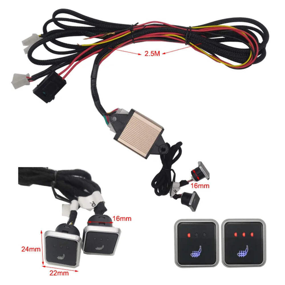 12V Dual Heated Car Seat Kit Fits 2 Seats with 3-Level Switch Winter Warmer Set