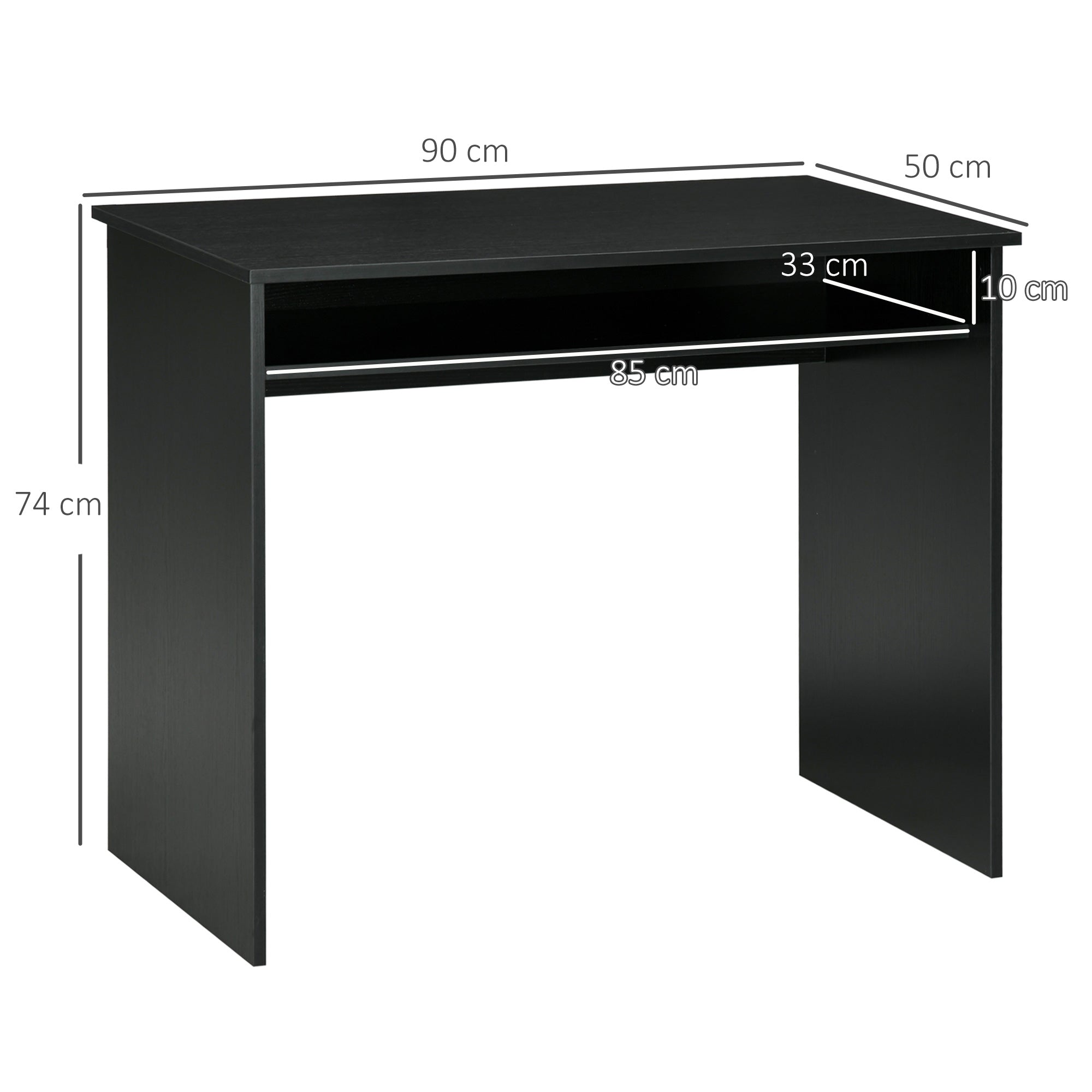 Writing Desk Laptop Table Workstation with Shelf Home Office High Gloss White