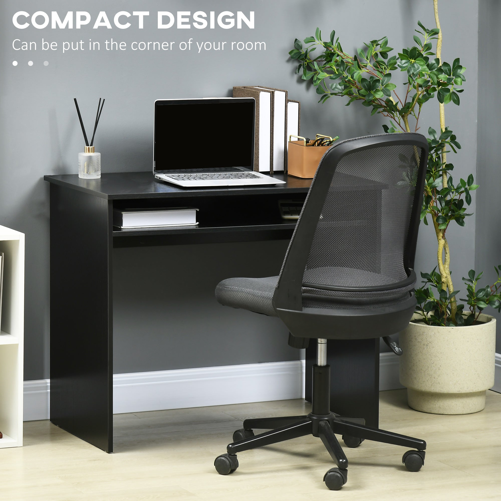 Writing Desk Laptop Table Workstation with Shelf Home Office High Gloss White