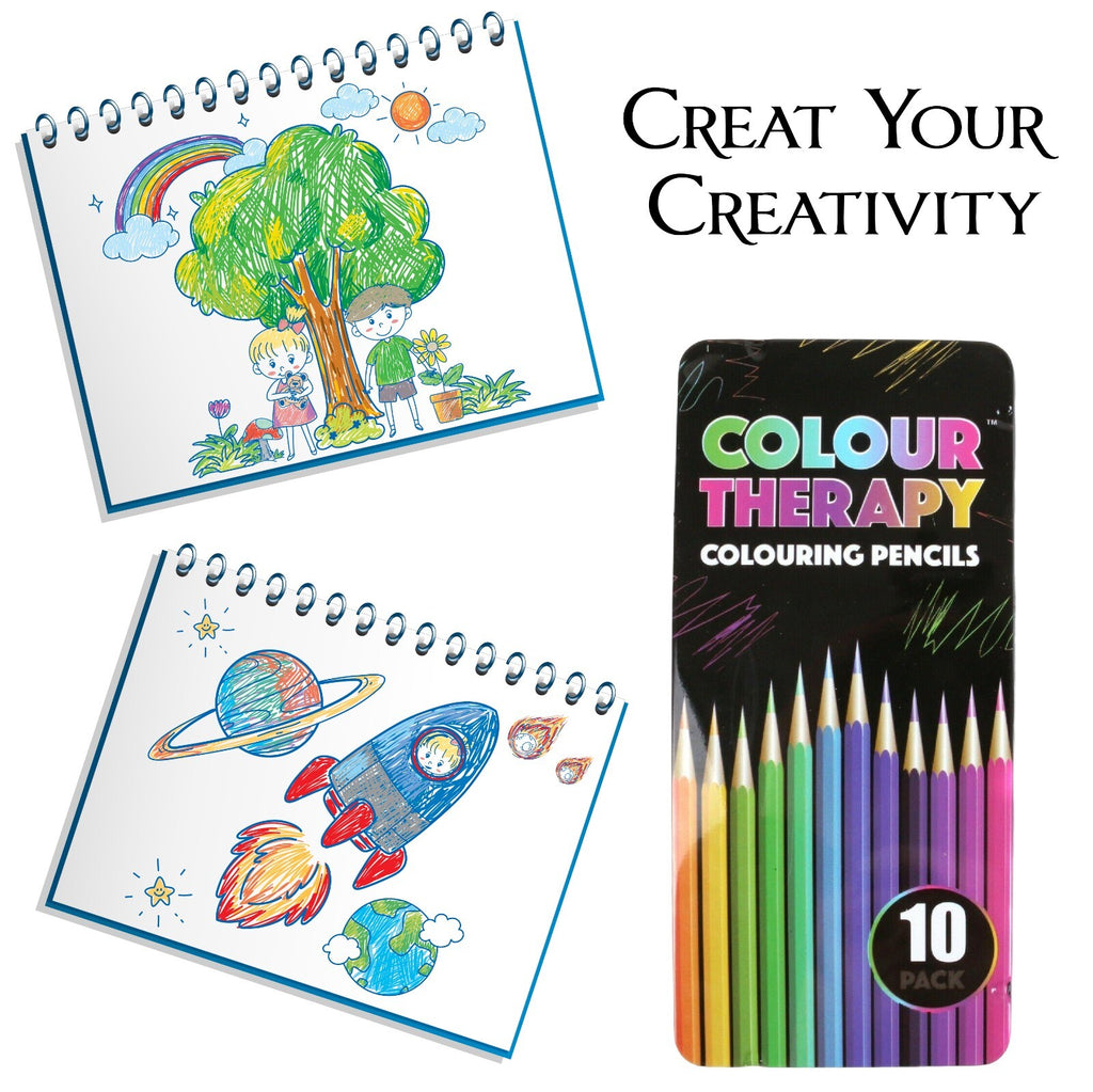COLOURED PENCILS COLOUR THERAPY QUALITY DRAWING SKETCHING TONES ART 10Pk