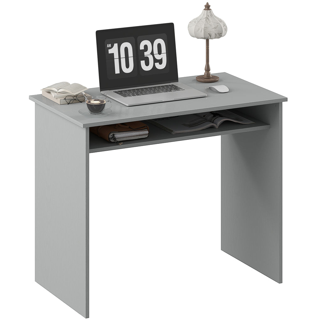 Writing Desk Laptop Table Workstation with Shelf Home Office High Gloss White