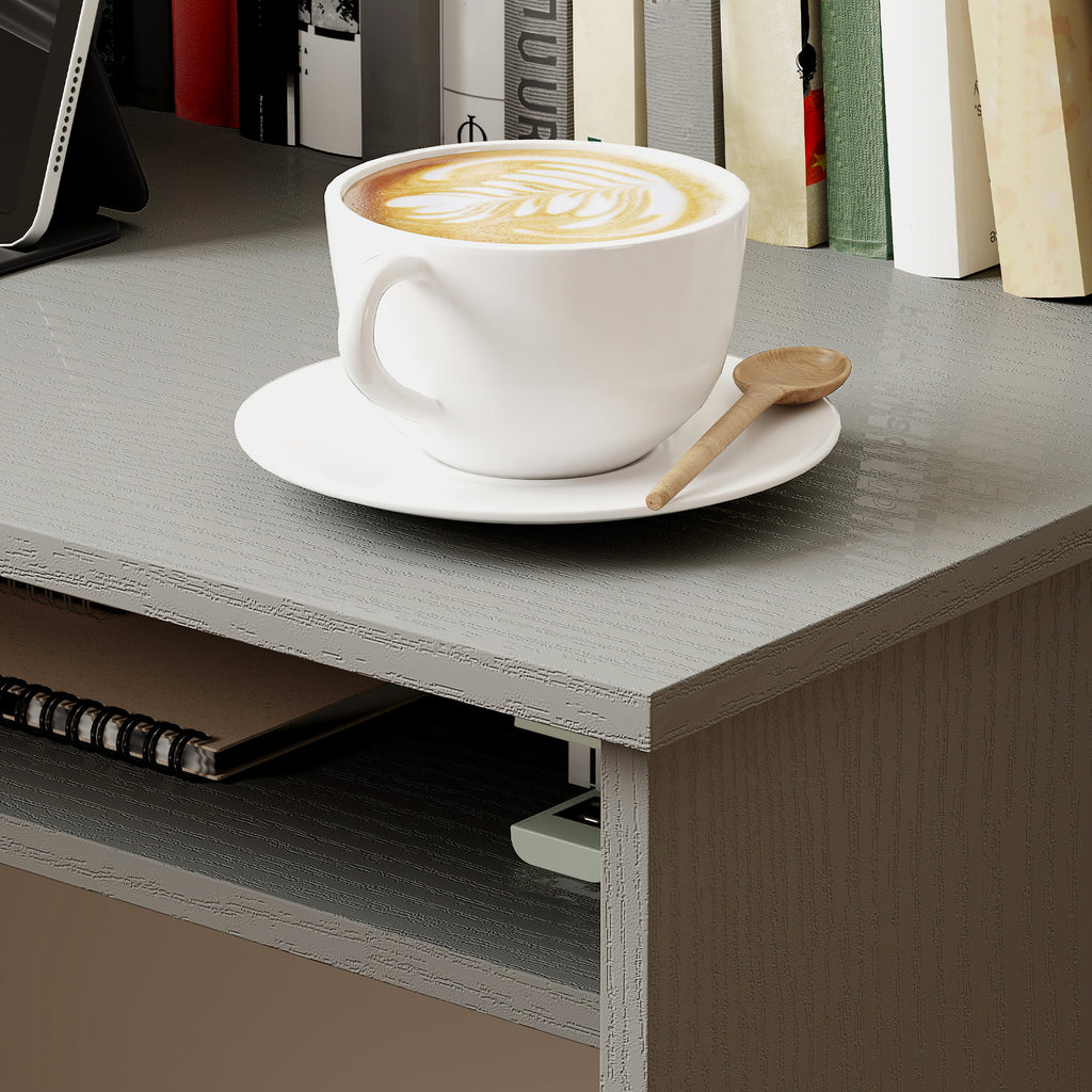 Writing Desk Laptop Table Workstation with Shelf Home Office High Gloss White