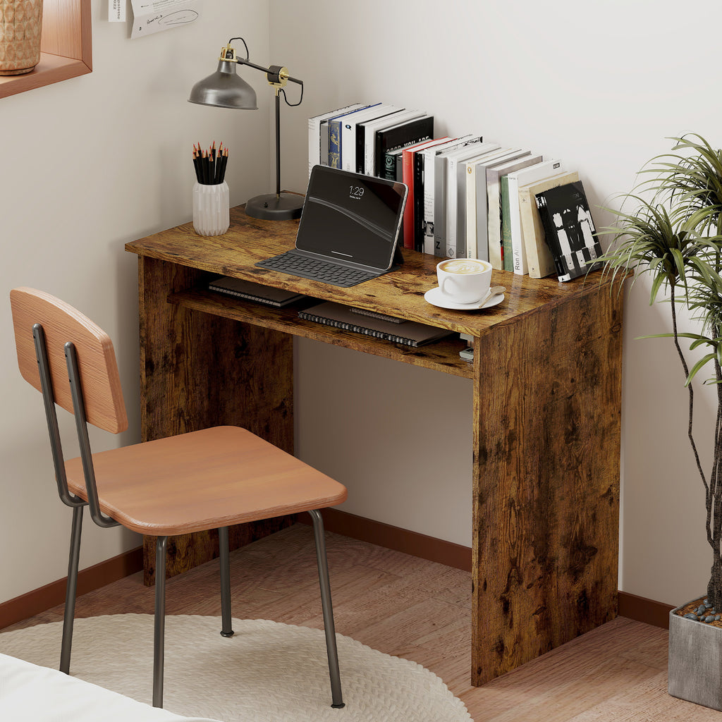 Writing Desk Laptop Table Workstation with Shelf Home Office High Gloss White