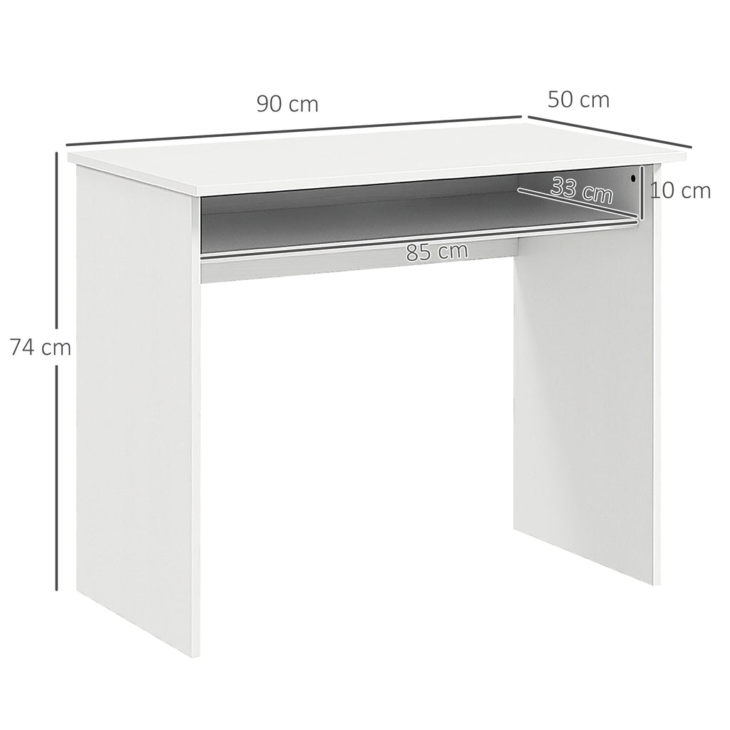 Writing Desk Laptop Table Workstation with Shelf Home Office High Gloss White