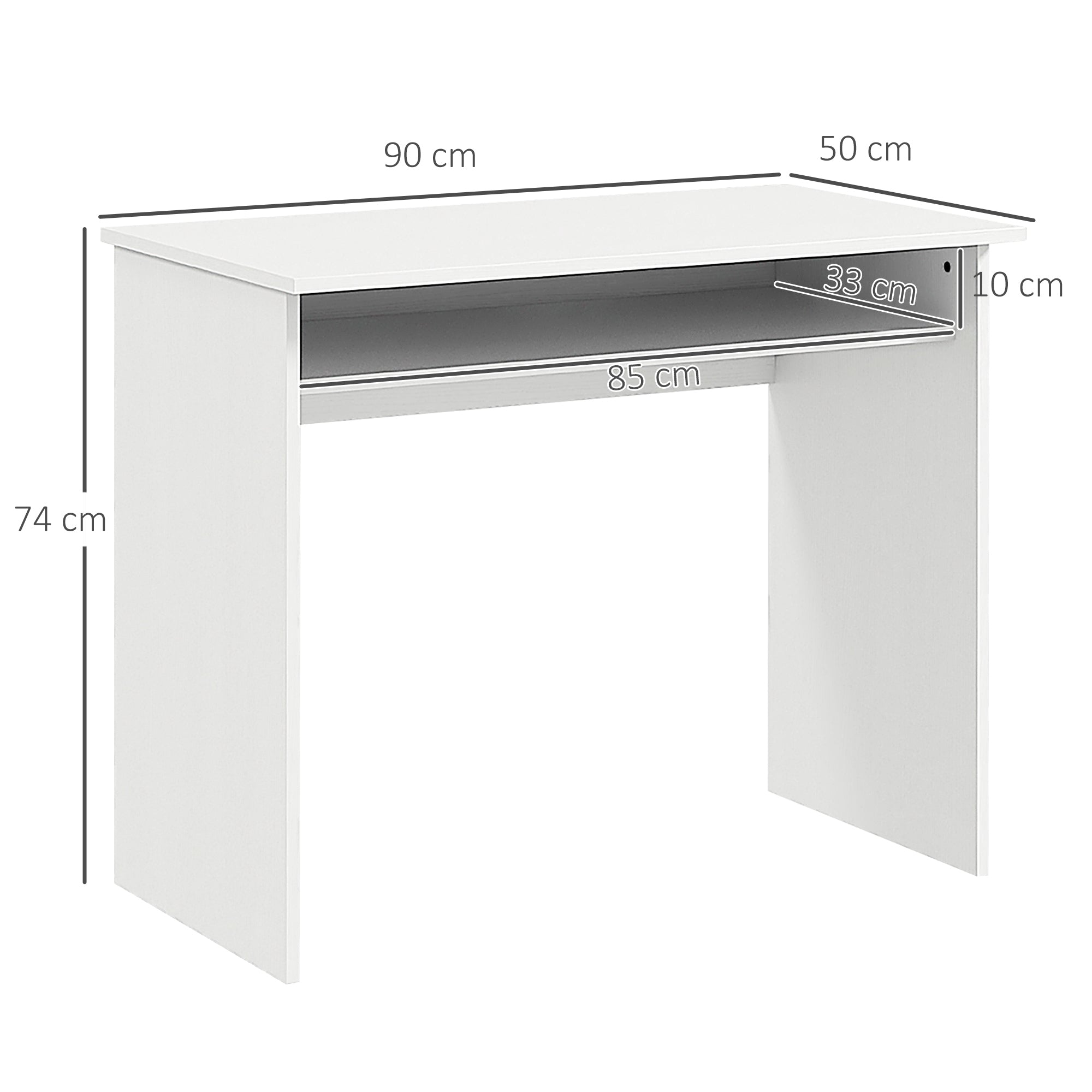 Writing Desk Laptop Table Workstation with Shelf Home Office High Gloss White
