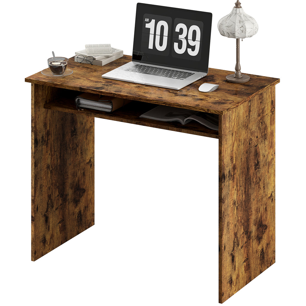 Writing Desk Laptop Table Workstation with Shelf Home Office High Gloss White