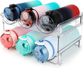 Water Bottle Organizer, 2 Packs, Clear Lucite, Stackable, Space Saving Plastic, Easy to Install, Countertop Mounting
