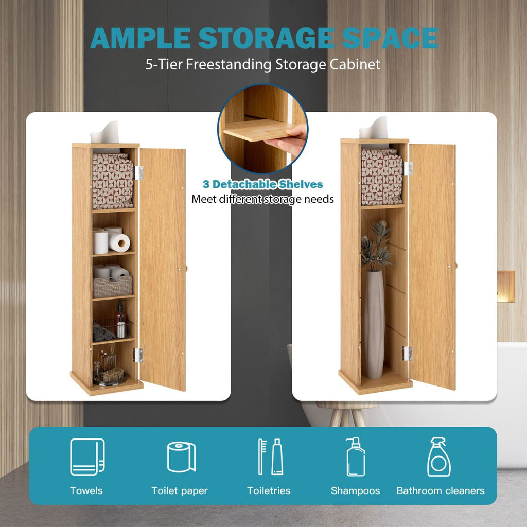 Compact Toilet Tissue Storage Tower Free Standing Toilet Paper Storage Holder