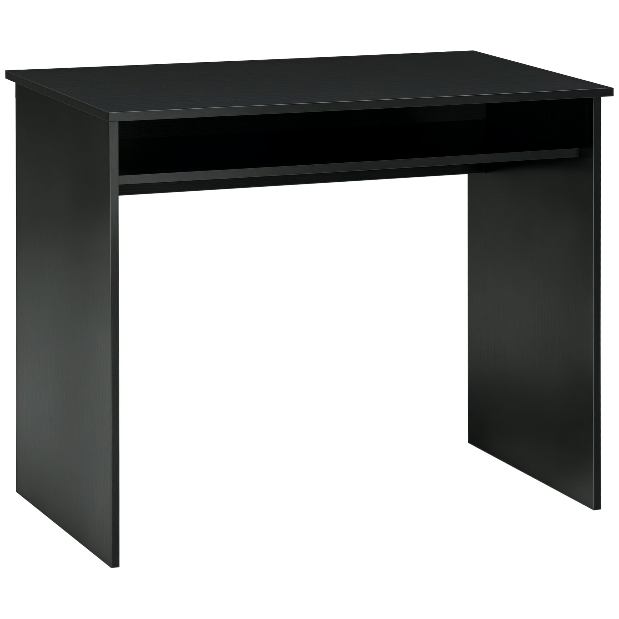 Writing Desk Laptop Table Workstation with Shelf Home Office High Gloss White