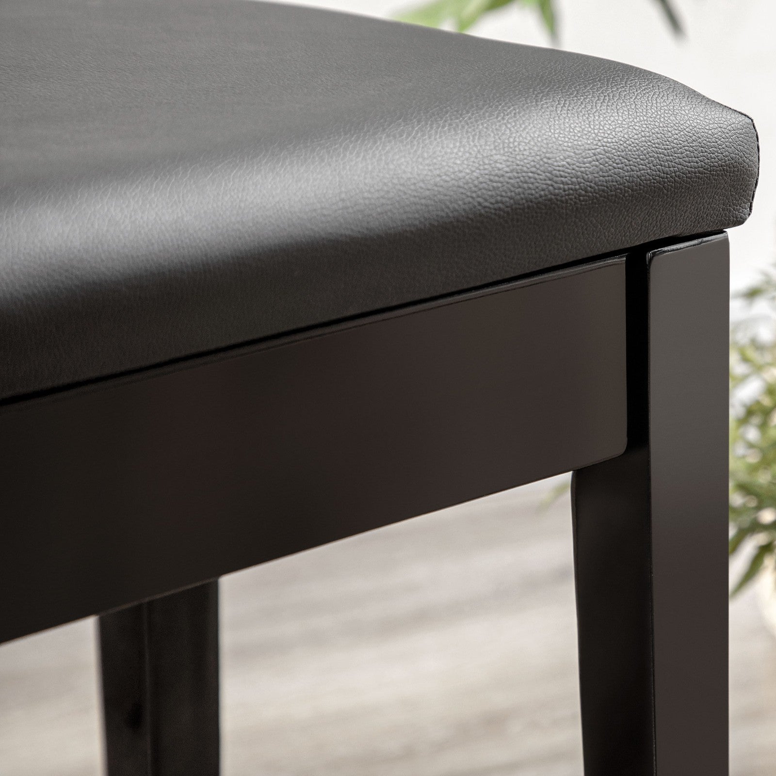 Classic Piano Bench Stool, PU Leather Keyboard Seat Rubber Wood Legs Black