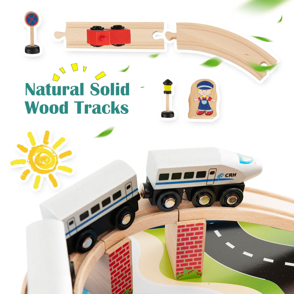 80-Piece Wooden Activity Playset with Reversible Tabletop