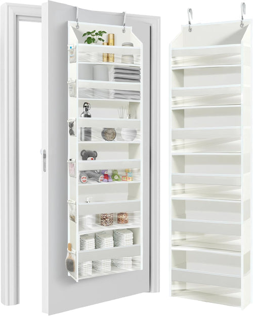 1 PC Heavy Duty over the Door Organizer 55X14X6.7, 6 Large Front & 12 Side Pockets, Hanging Storage Closet Door Organizer for Bedroom, Bathroom and Baby Nursery Storage (Ivory)
