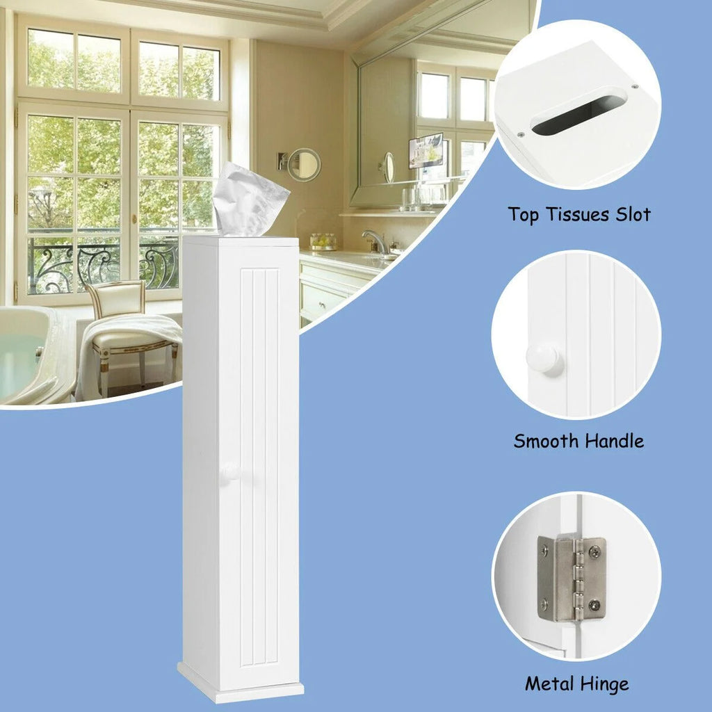 Compact Toilet Tissue Storage Tower Free Standing Toilet Paper Storage Holder