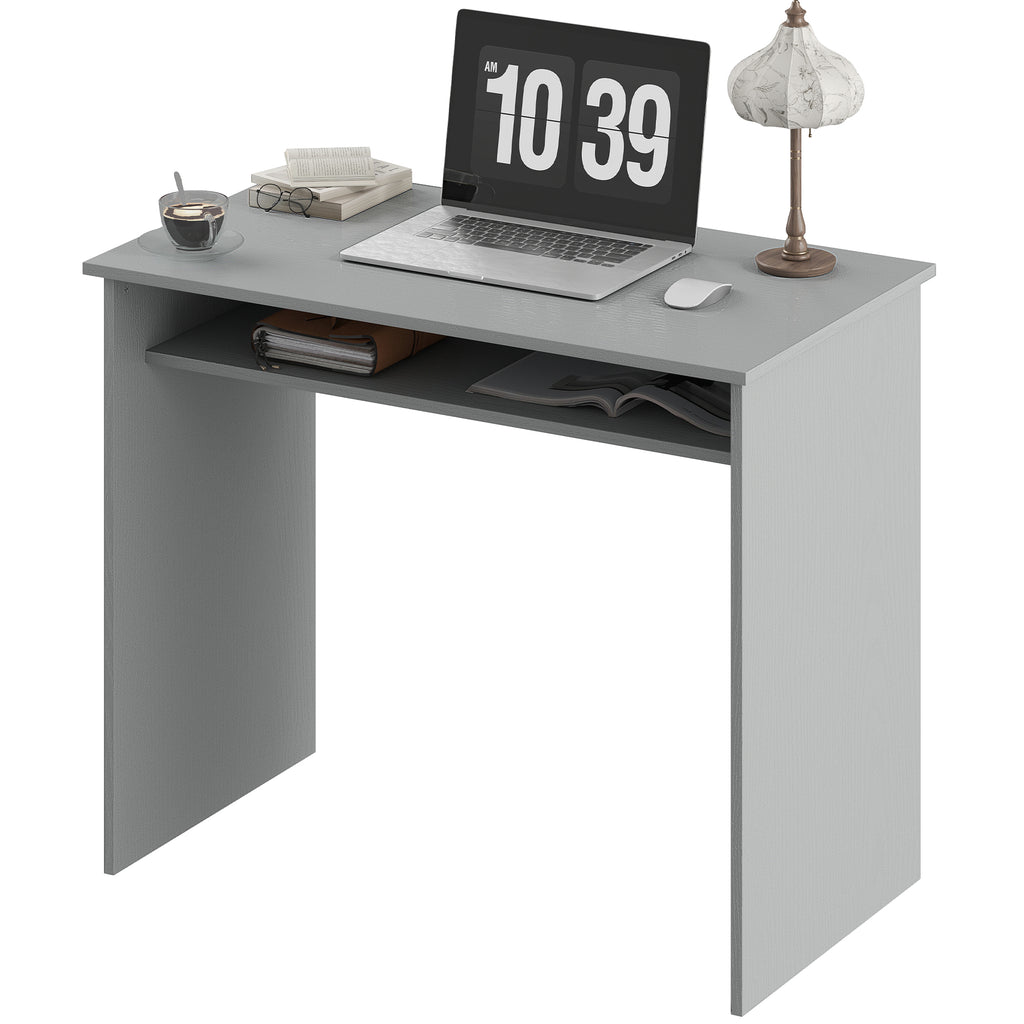 Writing Desk Laptop Table Workstation with Shelf Home Office High Gloss White
