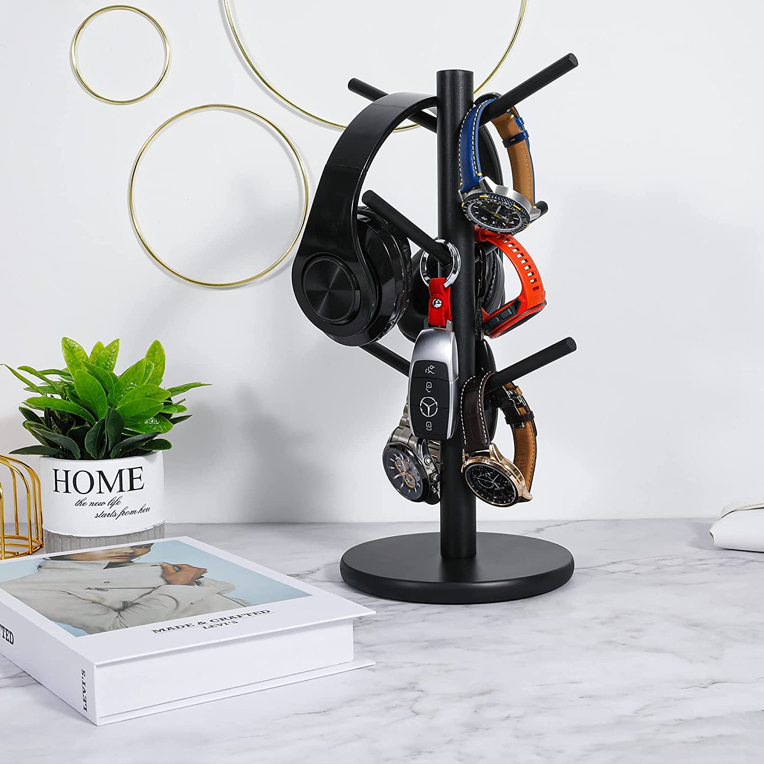 Mug Holder Tree, Coffee Cup Holder with 6 Hooks (Black)