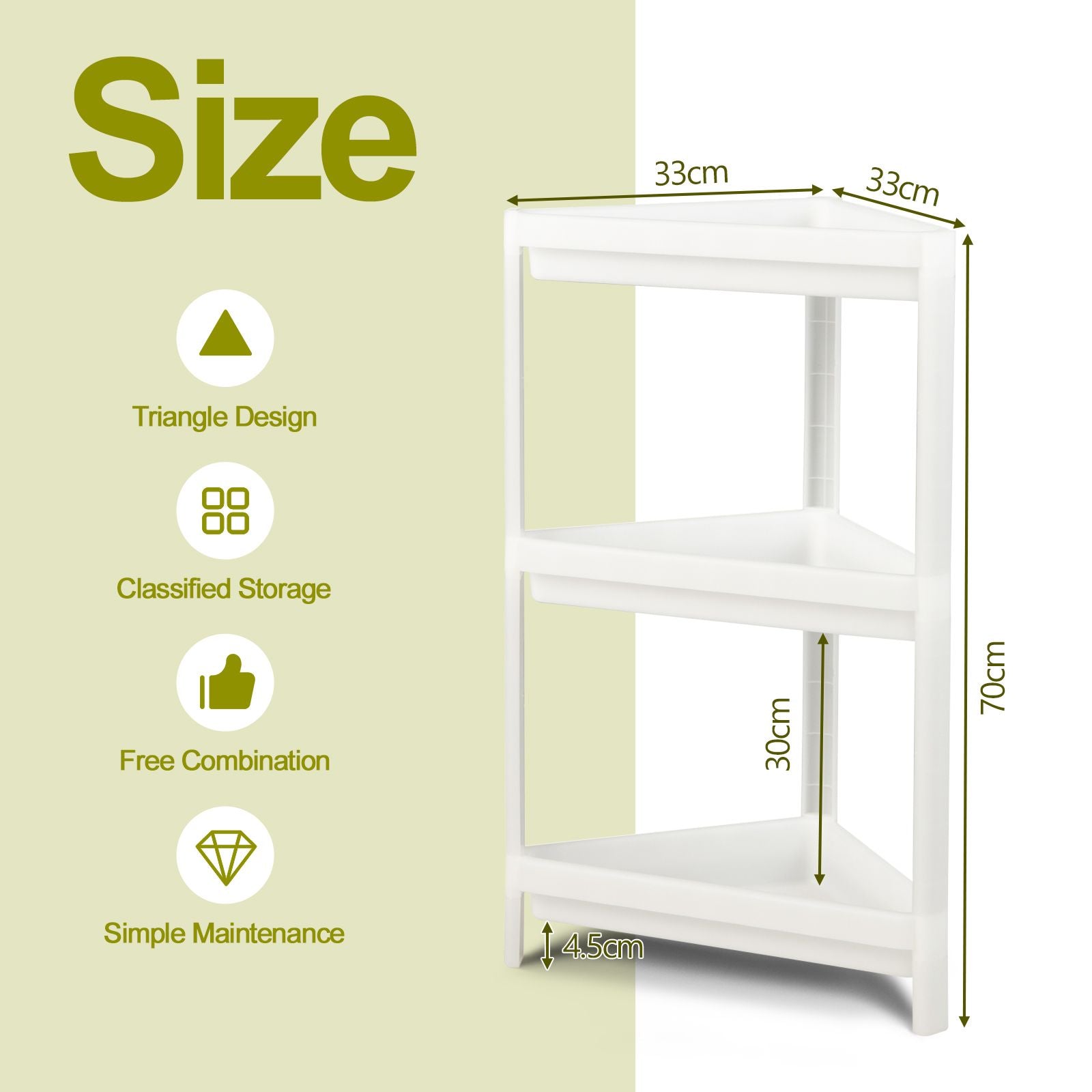 2 Pack 3-Tier Floor Corner Storage Racks with Drainage Holes