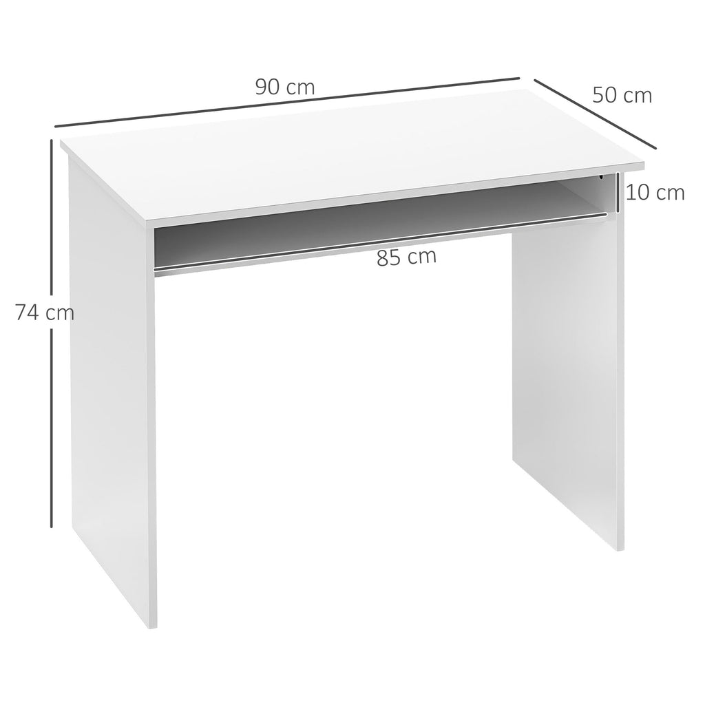 Writing Desk Laptop Table Workstation with Shelf Home Office High Gloss White