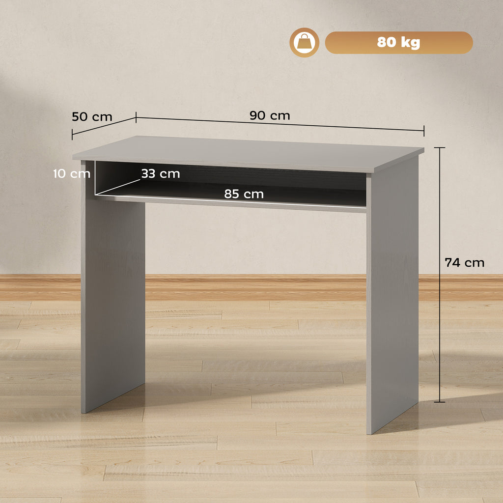 Writing Desk Laptop Table Workstation with Shelf Home Office High Gloss White