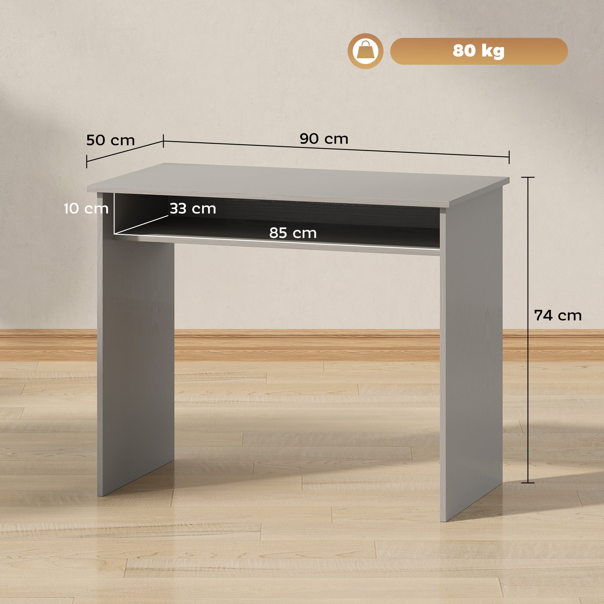 Writing Desk Laptop Table Workstation with Shelf Home Office High Gloss White