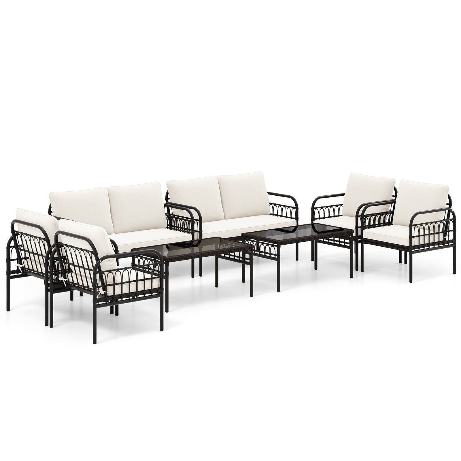 4 Pieces Patio Furniture Set with Soft Cushions