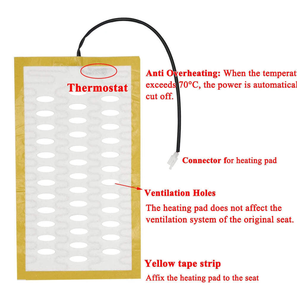 12V Dual Heated Car Seat Kit Fits 2 Seats with 3-Level Switch Winter Warmer Set