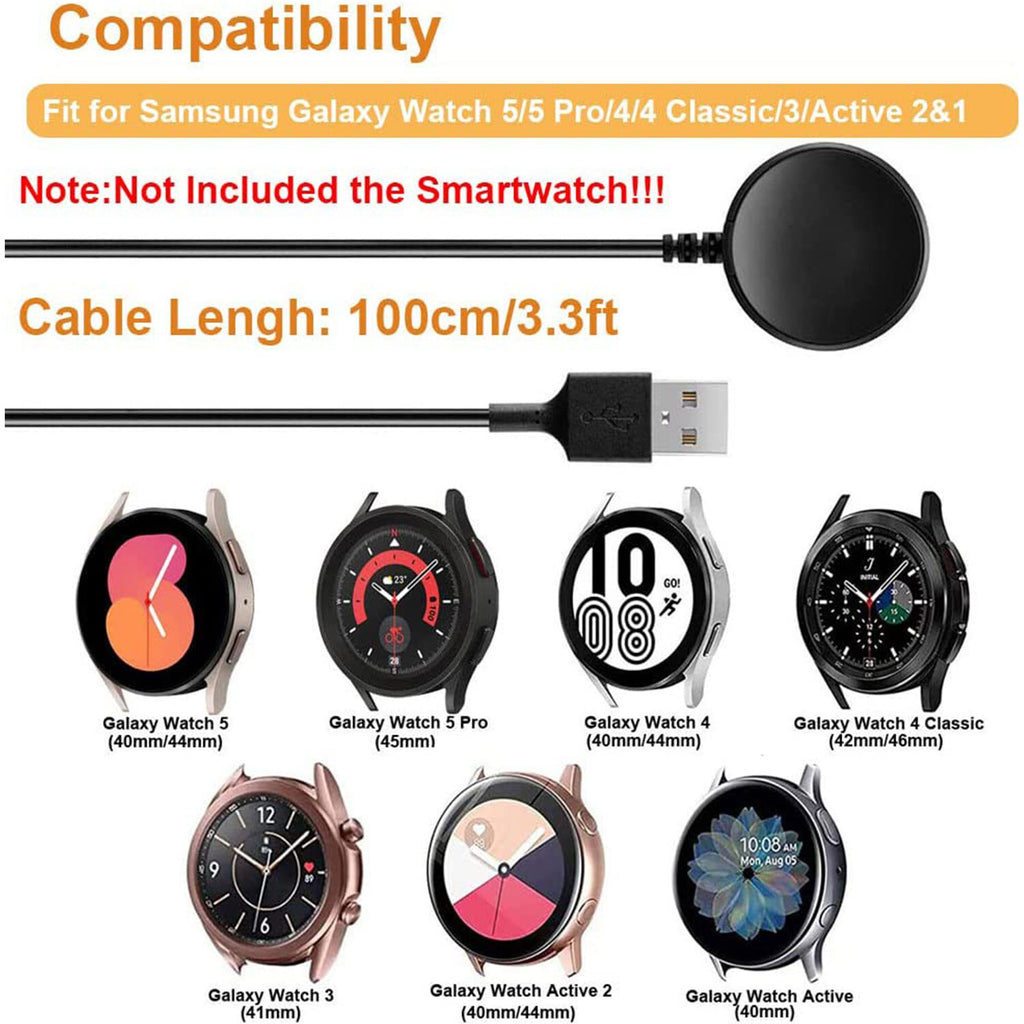Wireless USB Cable Charger Dock for Samsung Galaxy Watch 8/7/6/5/4/3 Active 2/1