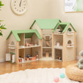 Wooden Dollhouse with 36 Pieces Accessories for Kids