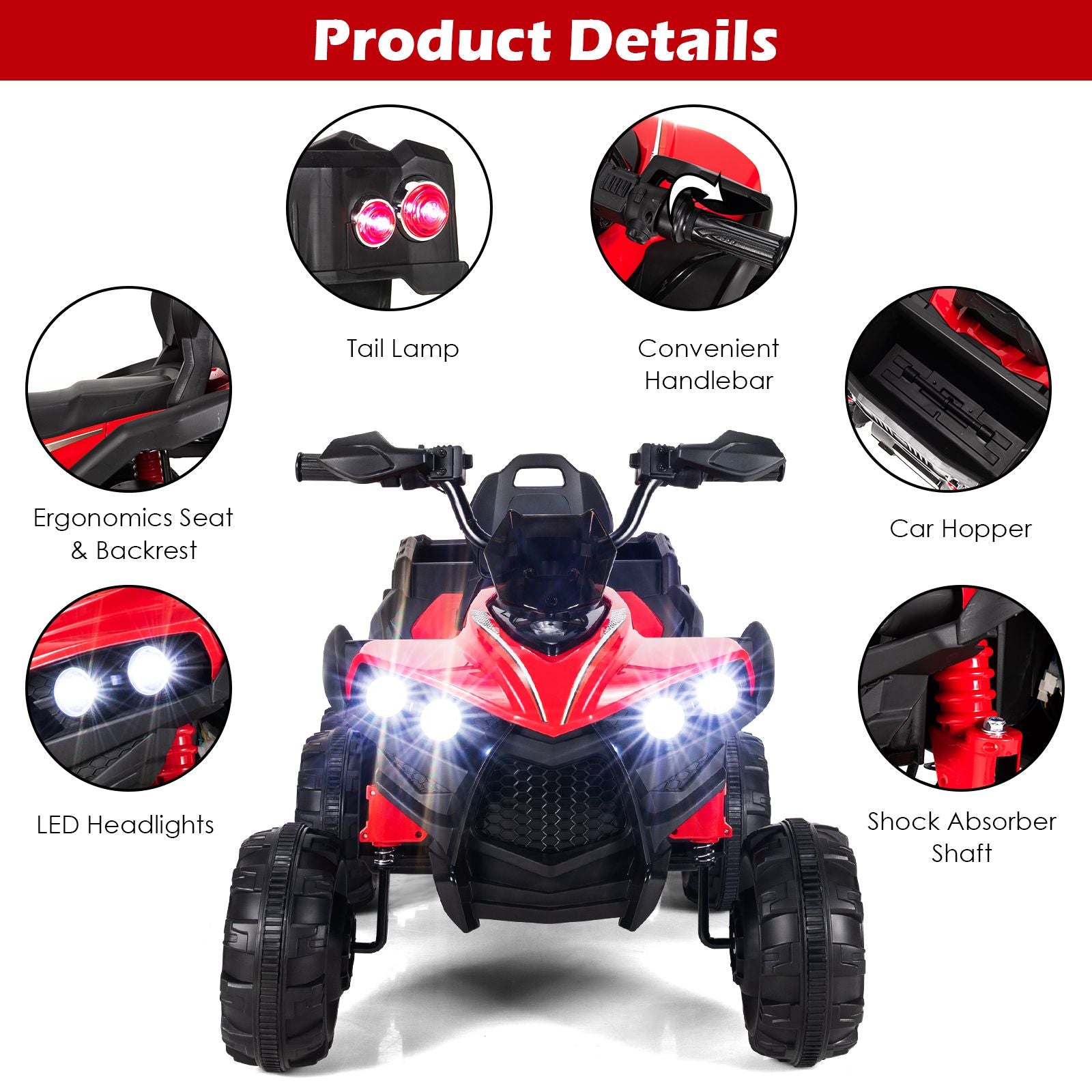 6 Wheels Kids Electric ATV with 4 Motors