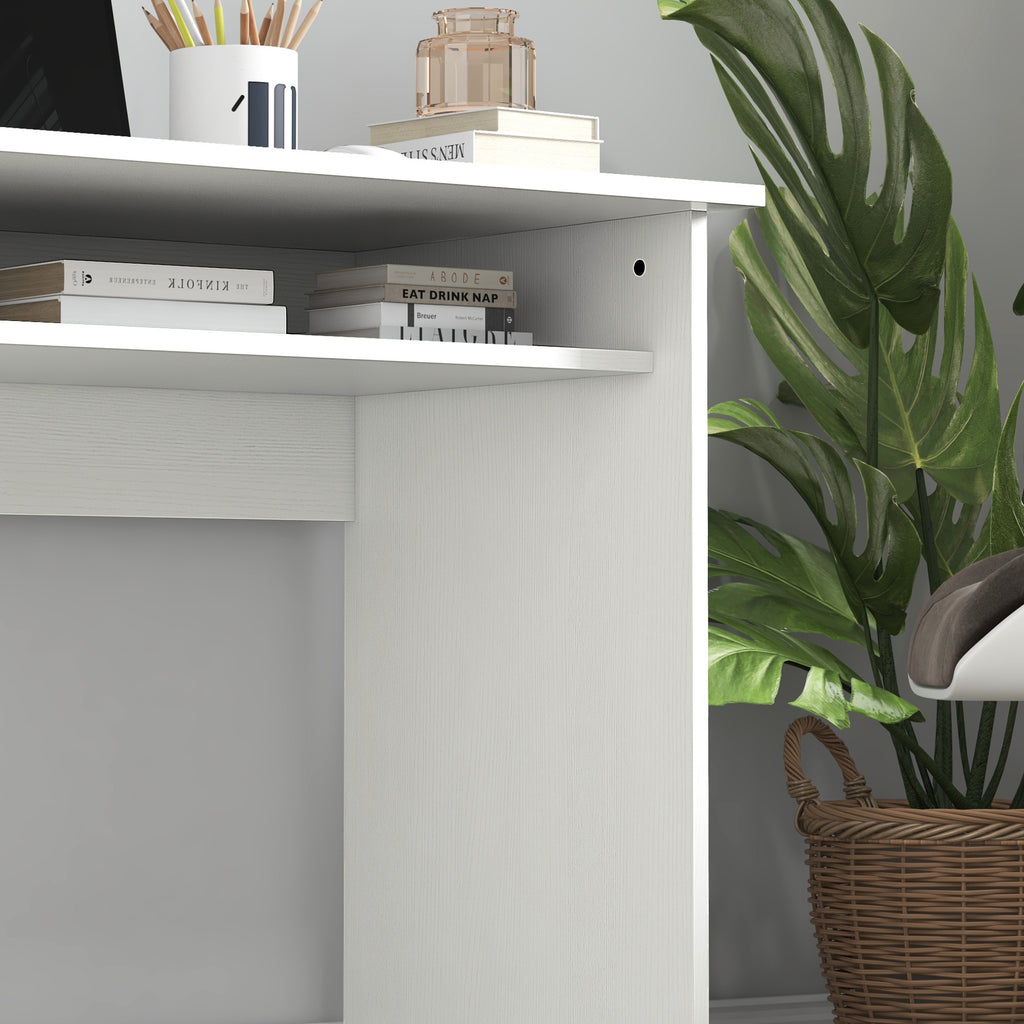 Writing Desk Laptop Table Workstation with Shelf Home Office High Gloss White