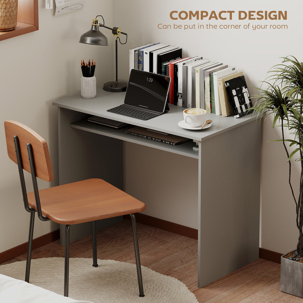 Writing Desk Laptop Table Workstation with Shelf Home Office High Gloss White