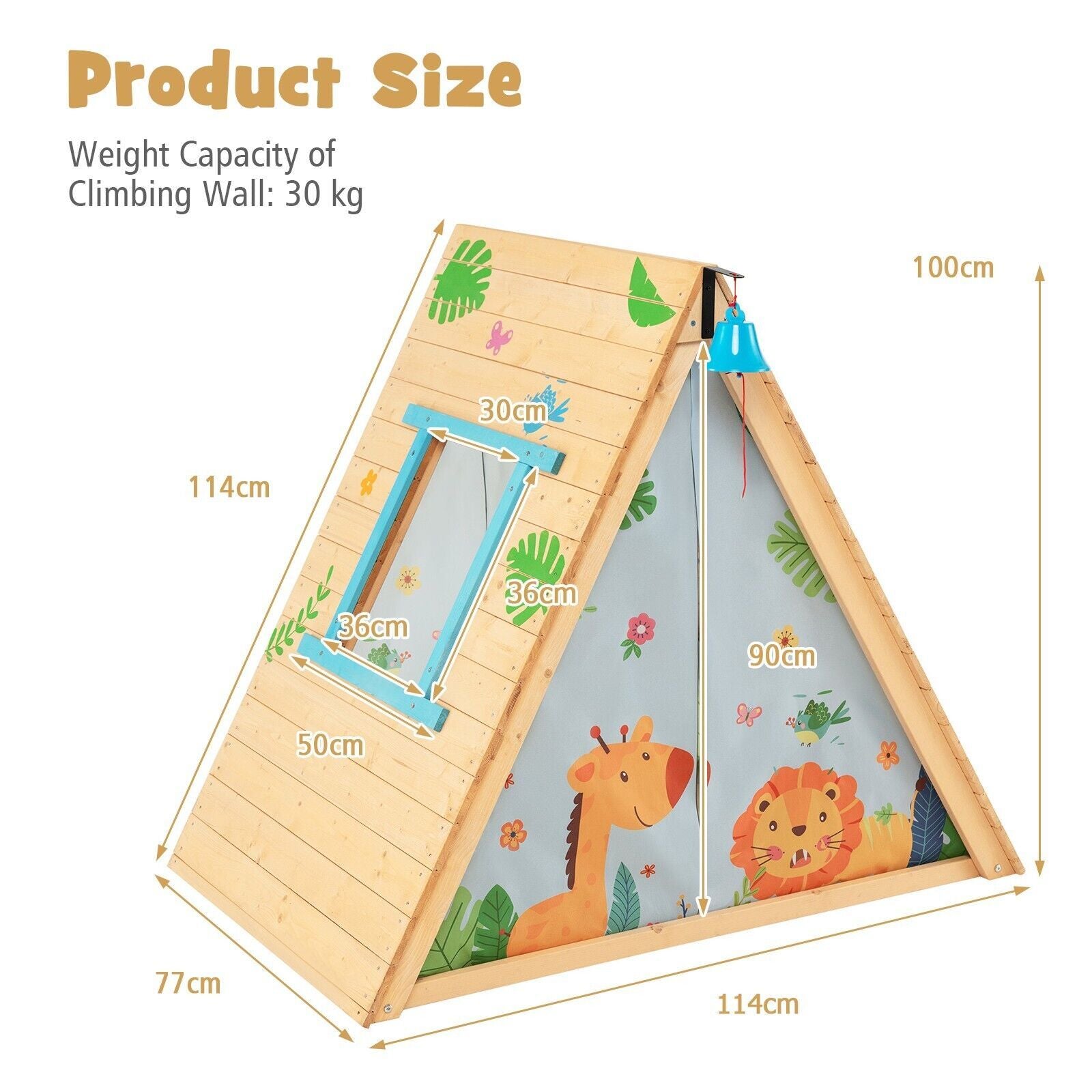 2-In-1 Children Climbing Playhouse with Front Bell and Window