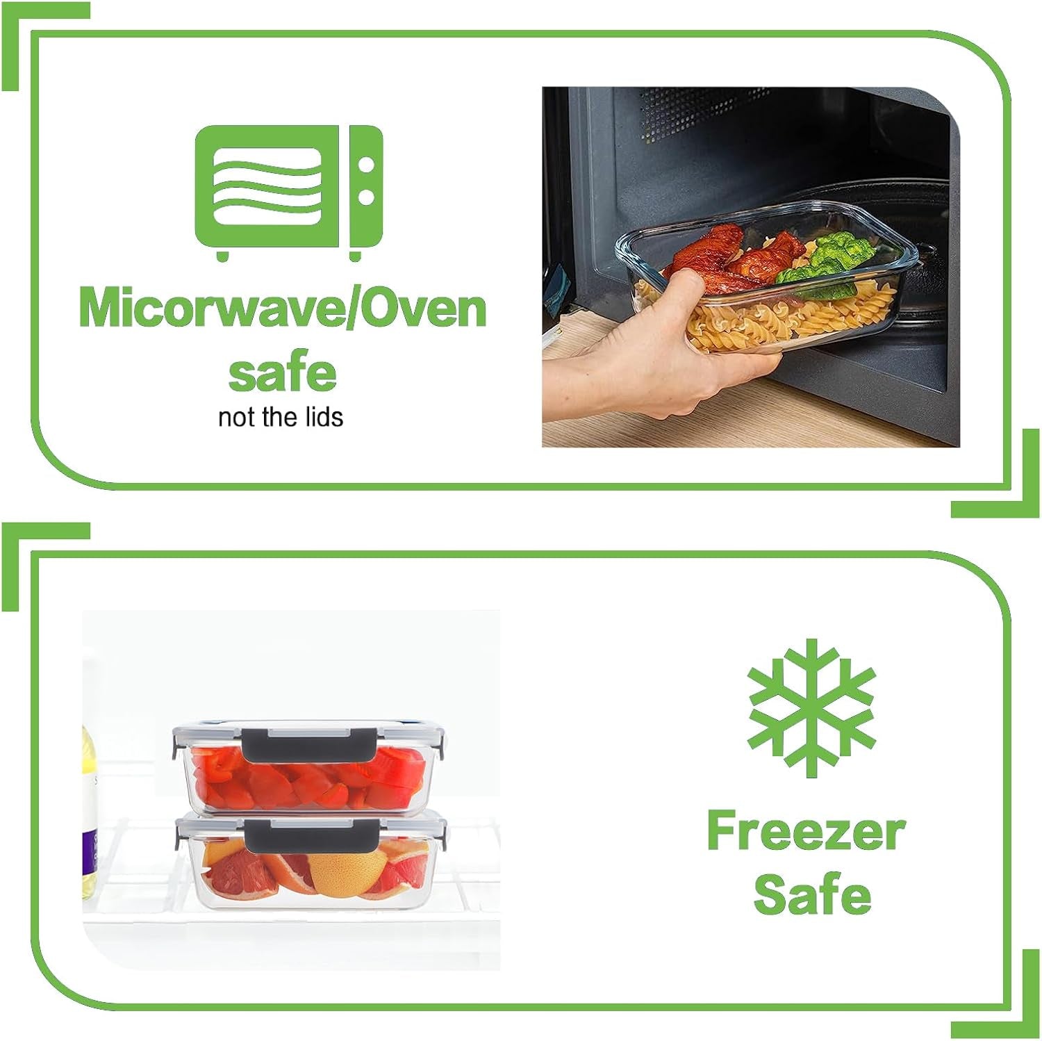 24Pc Borosilicate Glass Food Storage Containers with Lids, Glass Meal Prep Containers with Leak Proof Snap Lock, Airtight Bento Lunch Boxes, Kitchen Storage (12 Lids & 12 Containers)-Black