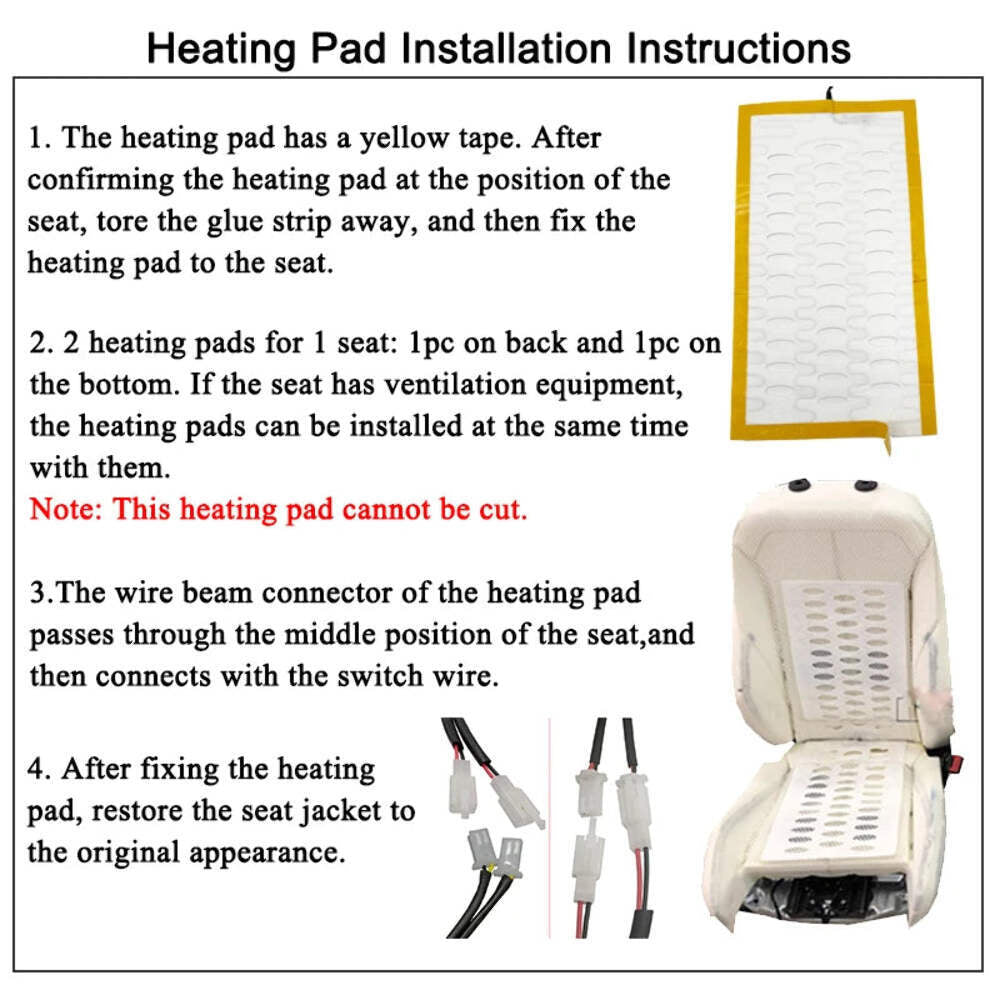 12V Dual Heated Car Seat Kit Fits 2 Seats with 3-Level Switch Winter Warmer Set