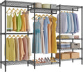 V5 plus Large Portable Wardrobe Rack Freestanding Wardrobe, Multifunctional Clothes Rack, Heavy Duty Metal Clothes Rack for Hanging Clothes, 85 X 15.7 Inch W X 76 H, Black
