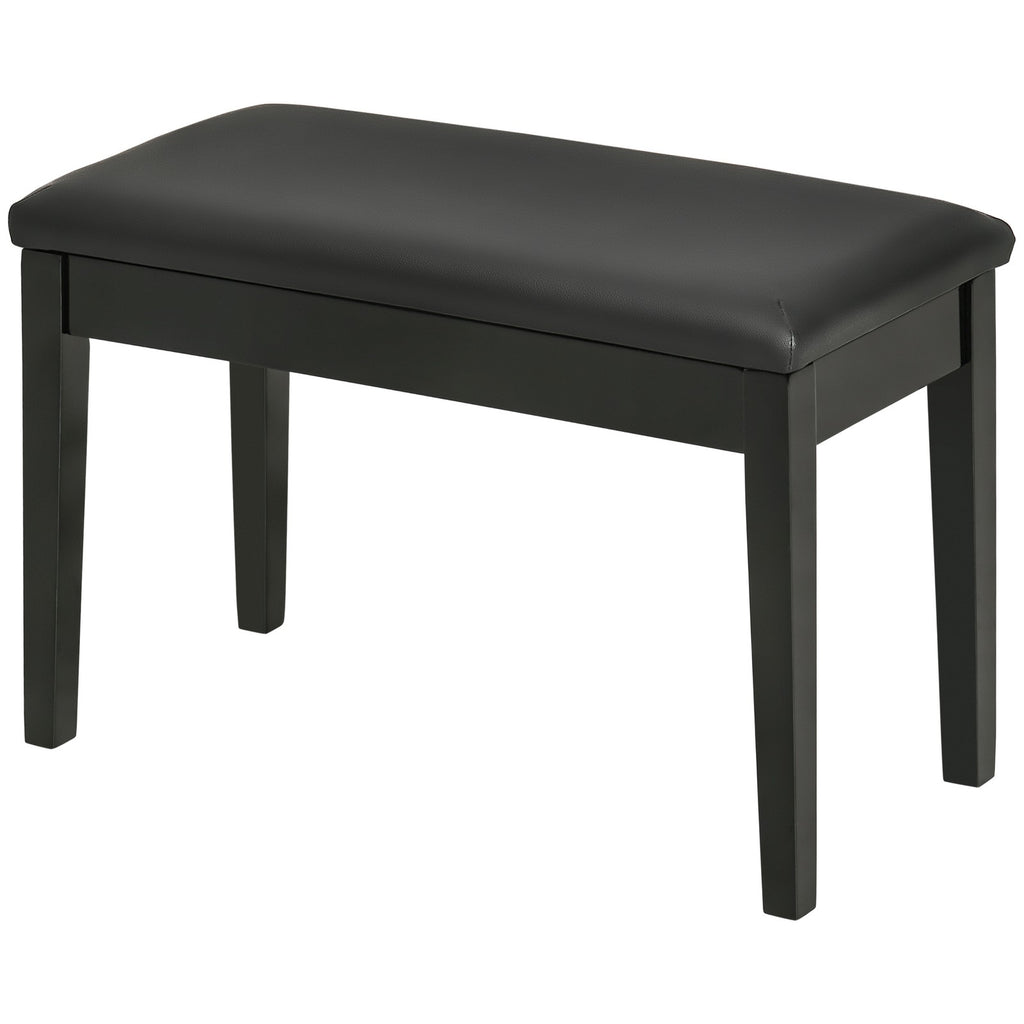 Classic Piano Bench Stool, PU Leather Keyboard Seat Rubber Wood Legs Black