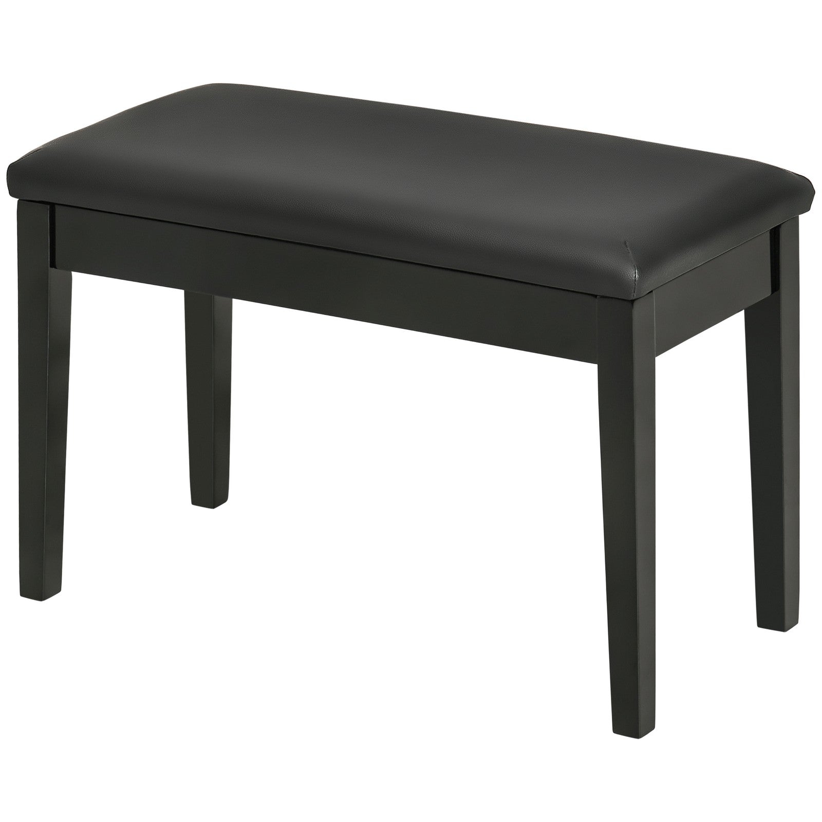 Classic Piano Bench Stool, PU Leather Keyboard Seat Rubber Wood Legs Black