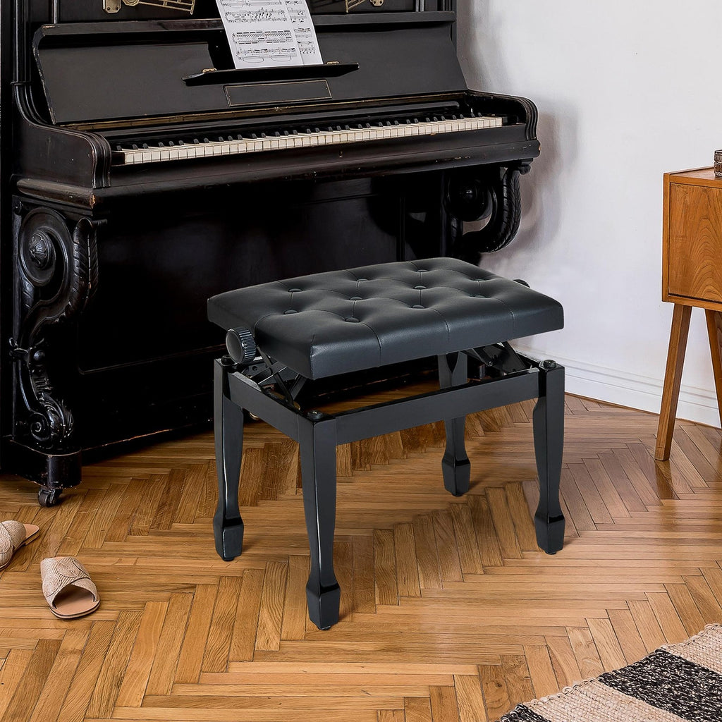 Classic Digital Keyboard Piano Bench Padded Seat Stool Solid Wooden