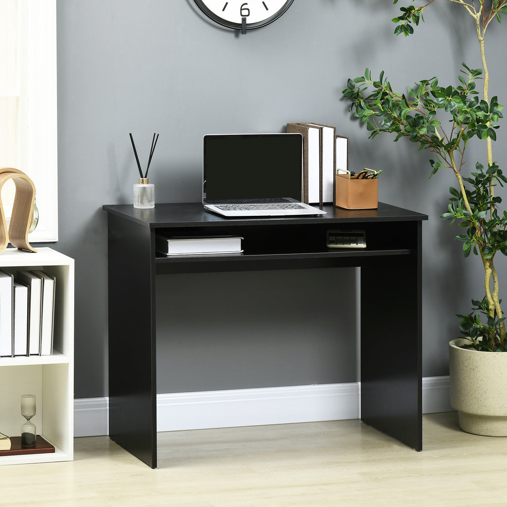 Writing Desk Laptop Table Workstation with Shelf Home Office High Gloss White