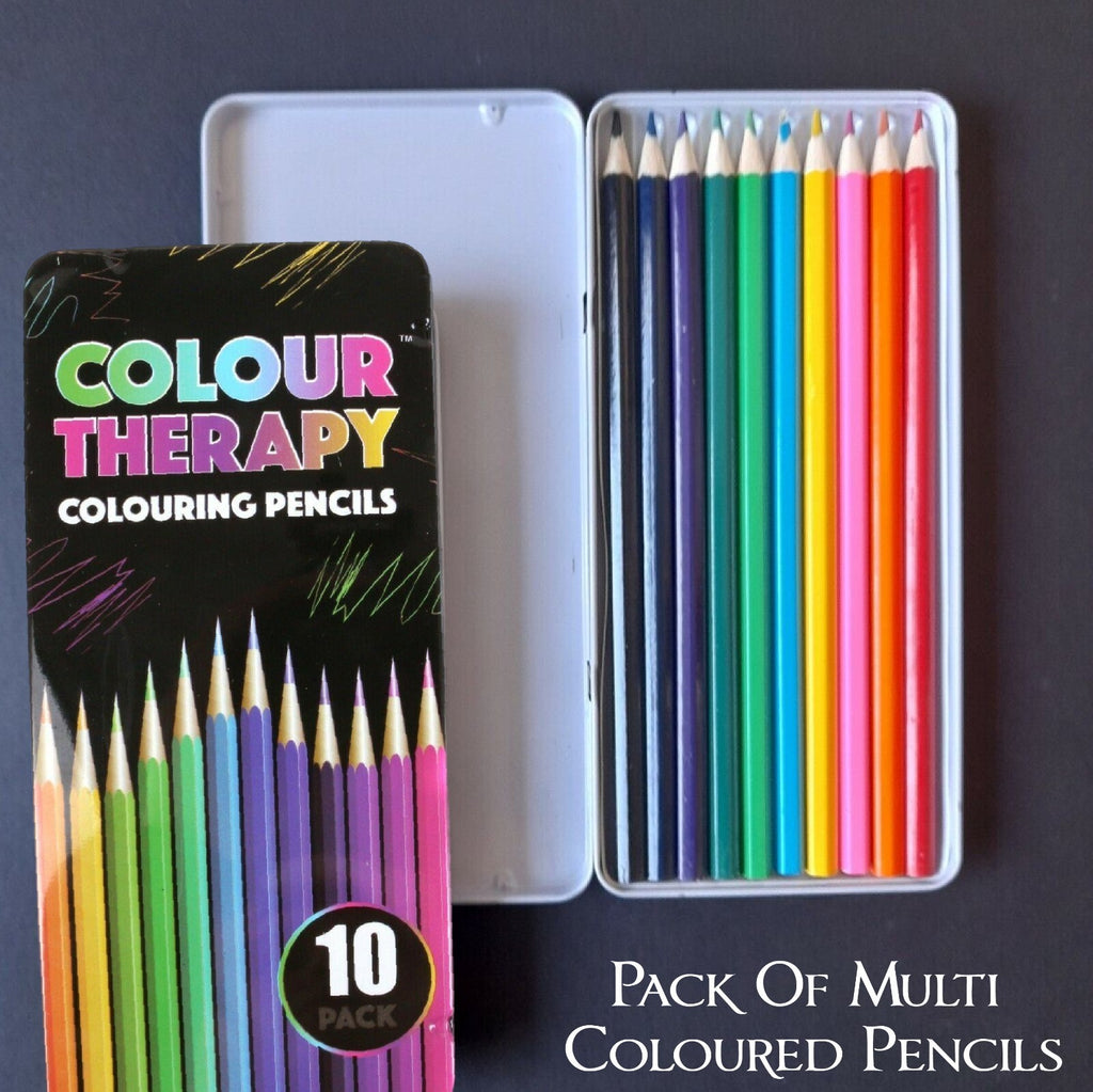 COLOURED PENCILS COLOUR THERAPY QUALITY DRAWING SKETCHING TONES ART 10Pk