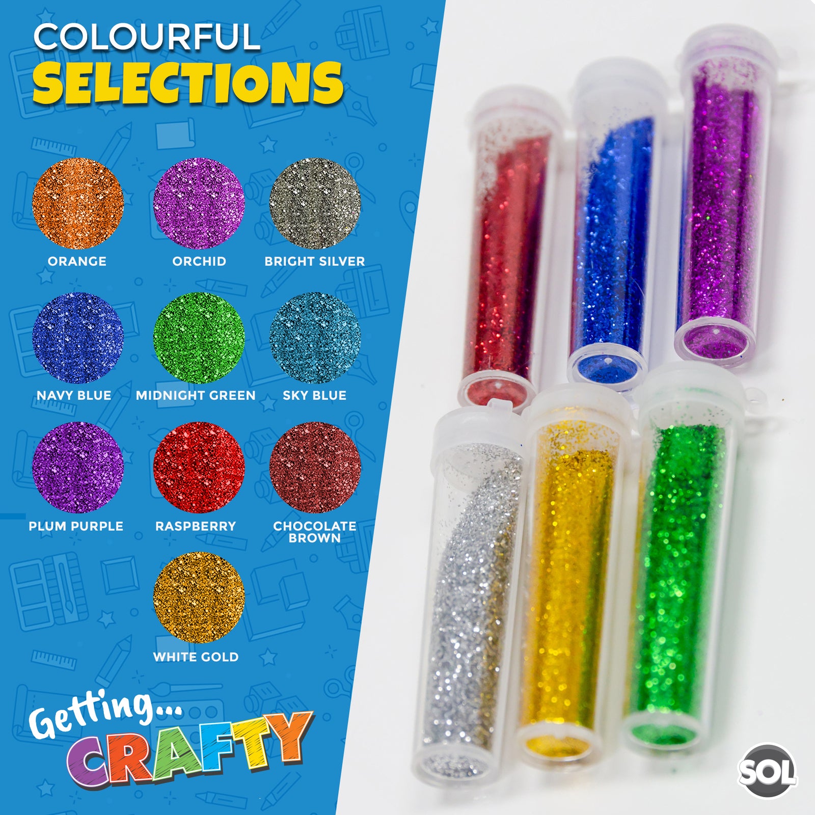 27 Glitter Tubes Assorted Colours Shaker Pots Kids Art Craft Card Making Set
