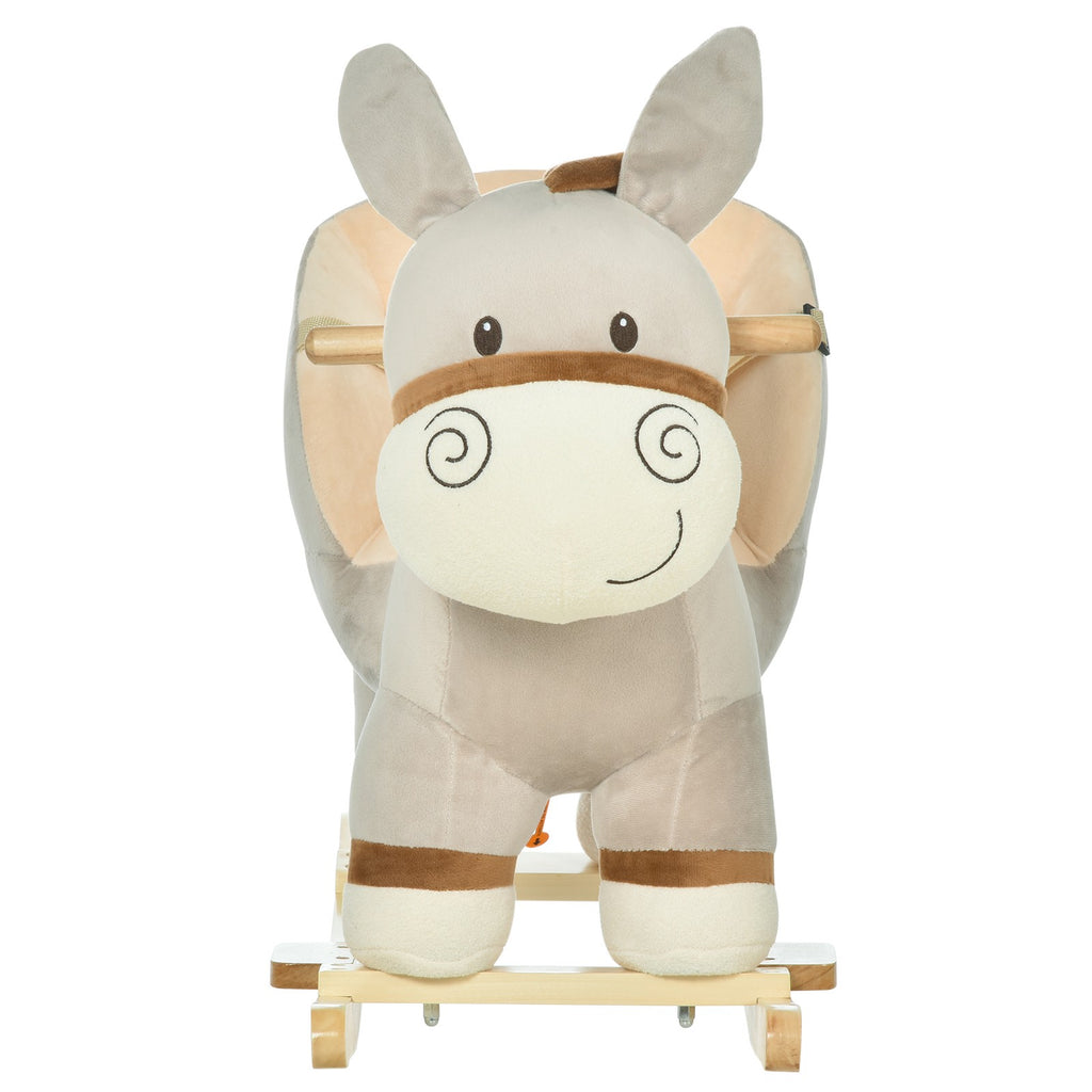 HOMCOM Cute Kids Ride-On Rocking Donkey W/ Sound Handlebars Seat Belt Plush Body