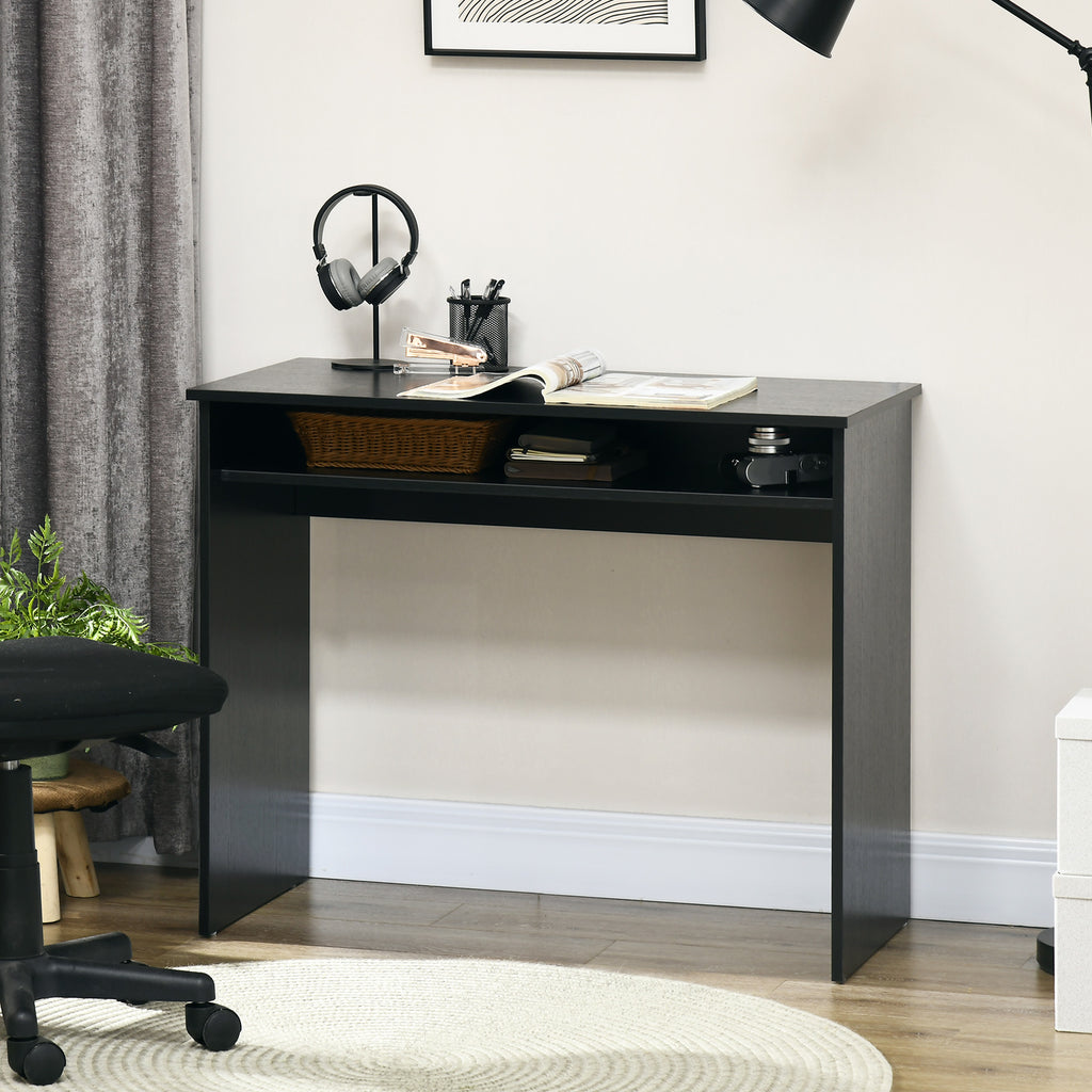 Writing Desk Laptop Table Workstation with Shelf Home Office High Gloss White
