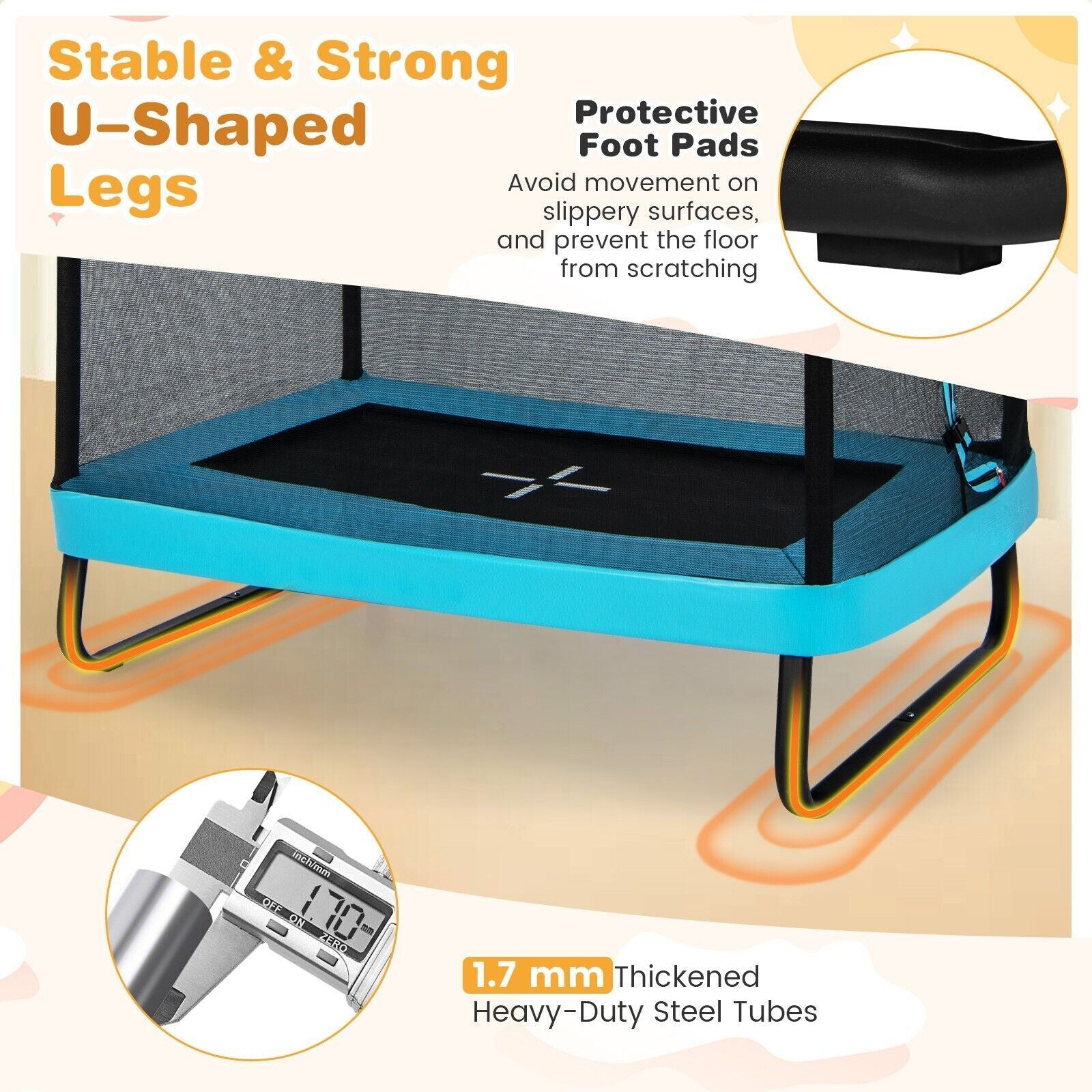 6 Feet Kids Trampoline with Swing and Enclosure Safety Net