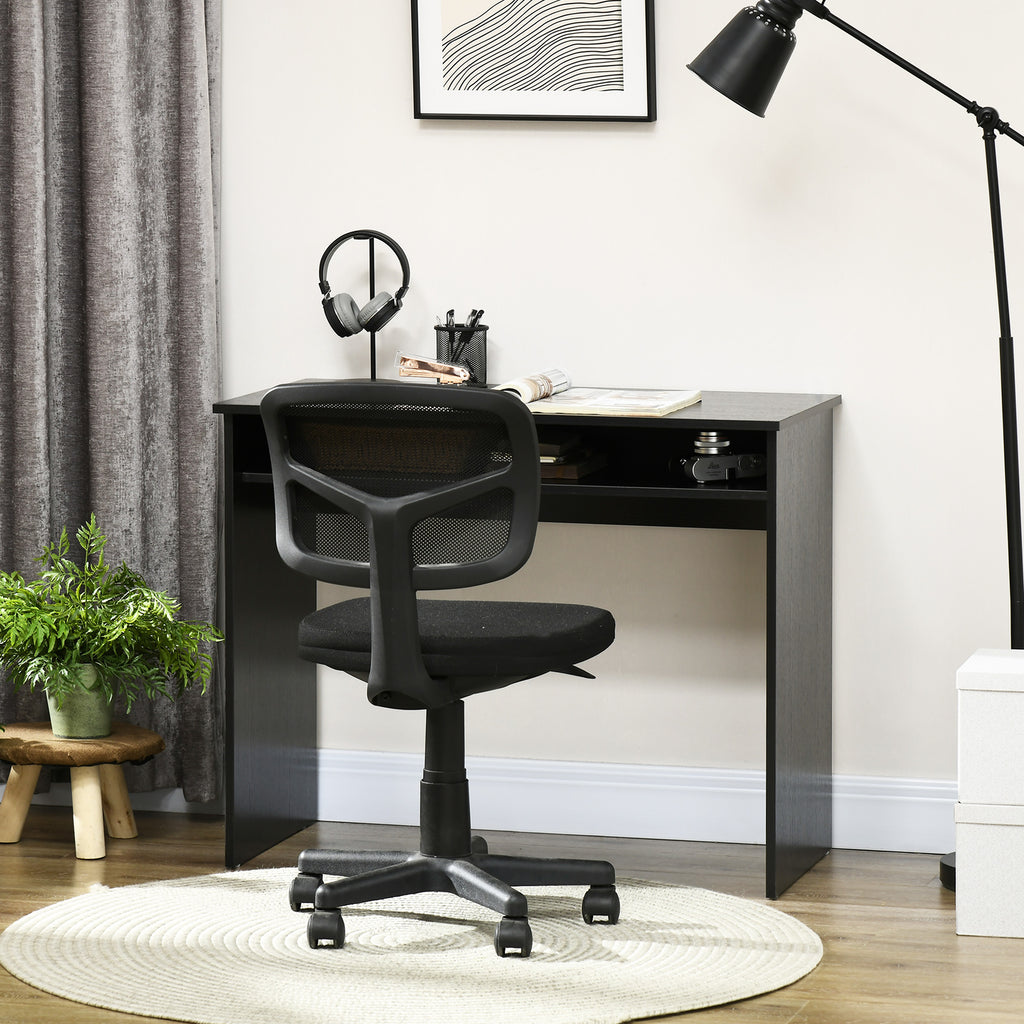 Writing Desk Laptop Table Workstation with Shelf Home Office High Gloss White