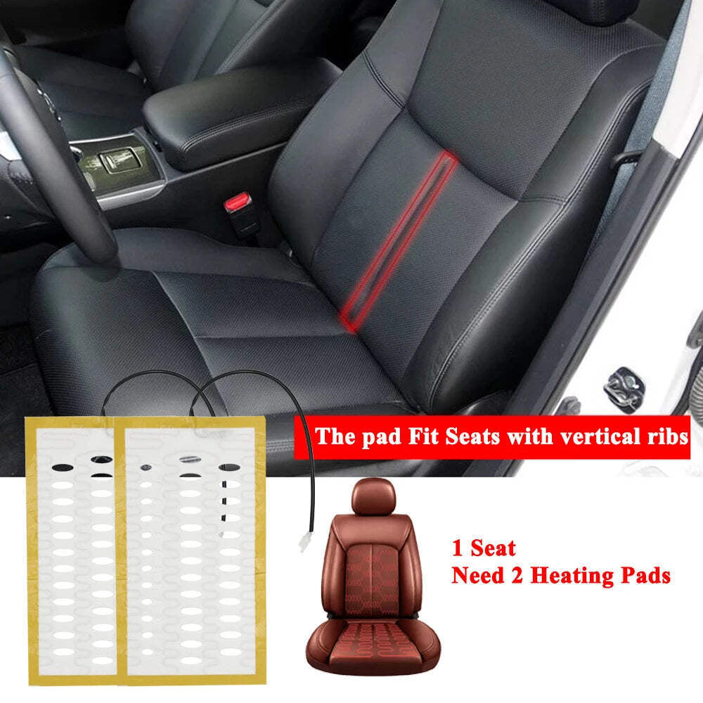 12V Dual Heated Car Seat Kit Fits 2 Seats with 3-Level Switch Winter Warmer Set